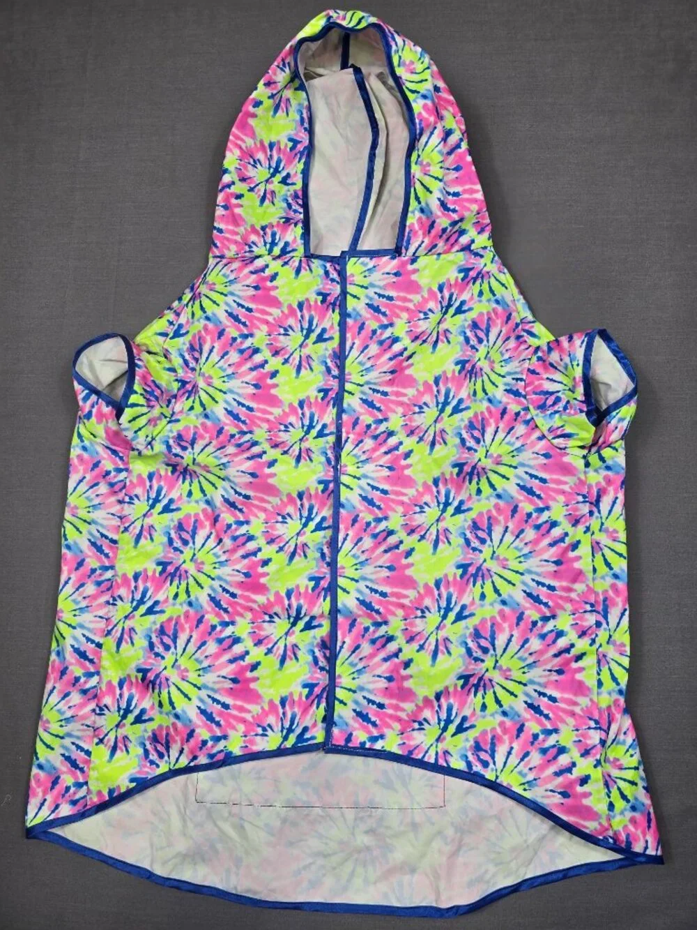 Justice Girls Dog Rain Coat XL Tie-Dye Hooded Vest Jacket